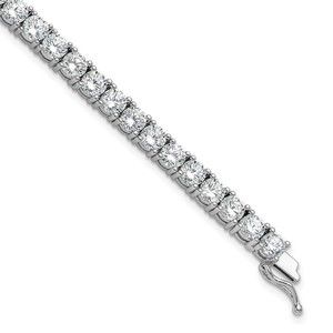 925 Sterling Silver Rhodium-plated 4.5mm CZ 43 Stone 8 inch Bracelet